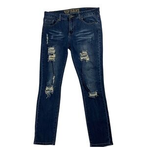 VIP Denim Jeans Size 11/12 Distressed Straight Leg